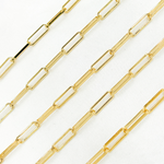 Load image into Gallery viewer, V128GP. Gold Plated 925 Sterling Silver Flat Paperclip Chain