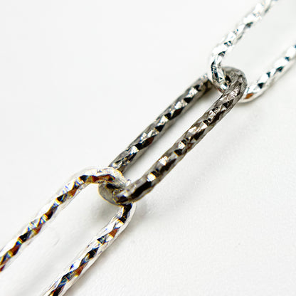 Black Rhodium 925 Sterling Silver Paperclip Diamond Cut Chain