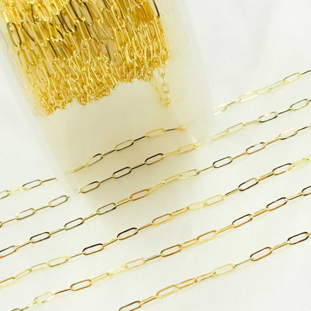 14k Solid Gold Diamond Cut Paperclip Link Chain
