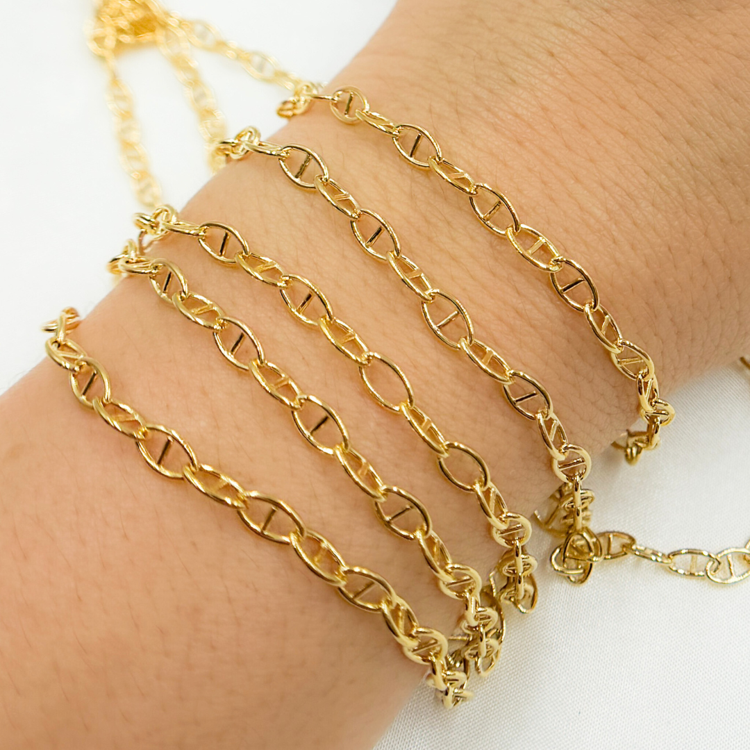 Z2GP. Gold Plated 925 Sterling Silver Smooth Marina Link Chain
