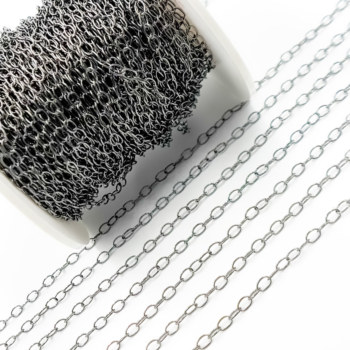 Black Rhodium Sterling Silver Cable Link Chain