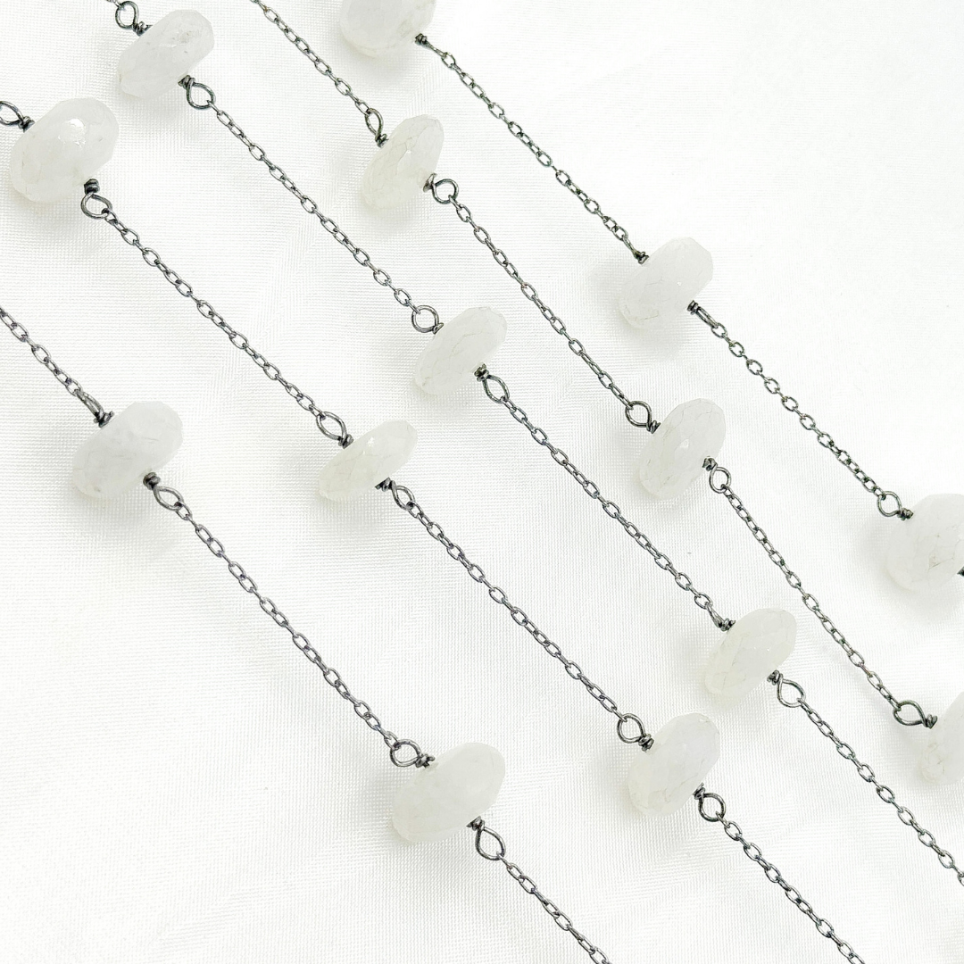 White Moonstone Oxidized Connected Wire Chain. WMS4