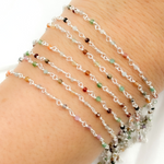 Load image into Gallery viewer, MGS24. Multi Gemstone White Sterling Silver Wire Chain
