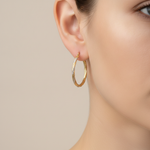 Load image into Gallery viewer, GER71. 14K Gold Hollow Hoop Earrings with Engraved Tornado Design