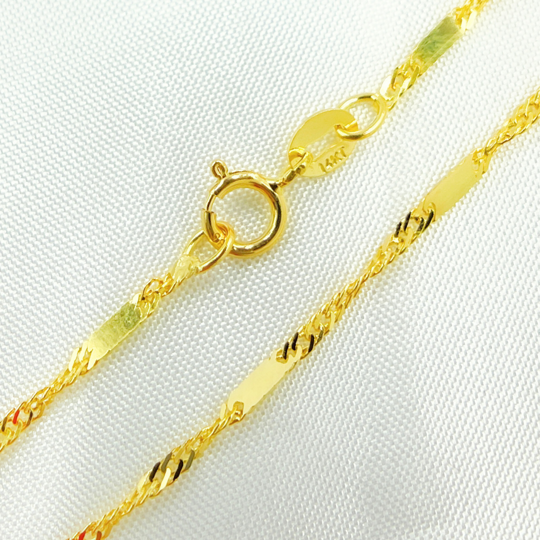 026G2SBASIT2. 14K Solid Gold Satellite Bar Chain