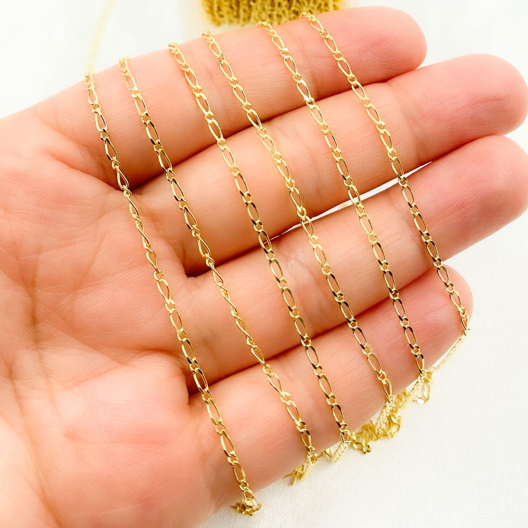 14k Solid Yellow Gold Short & Long Link Chain by Foot