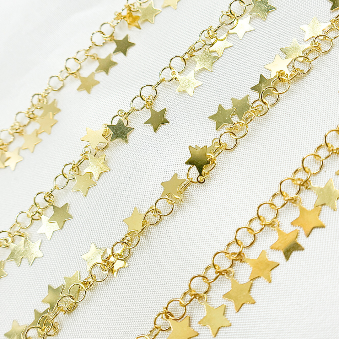 V71GP. Gold Plated 925 Sterling Silver Dangle Star Chain