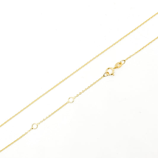 030R28LGJ080. 14K Solid Yellow Gold Cable 16 Inch Chain with Extender