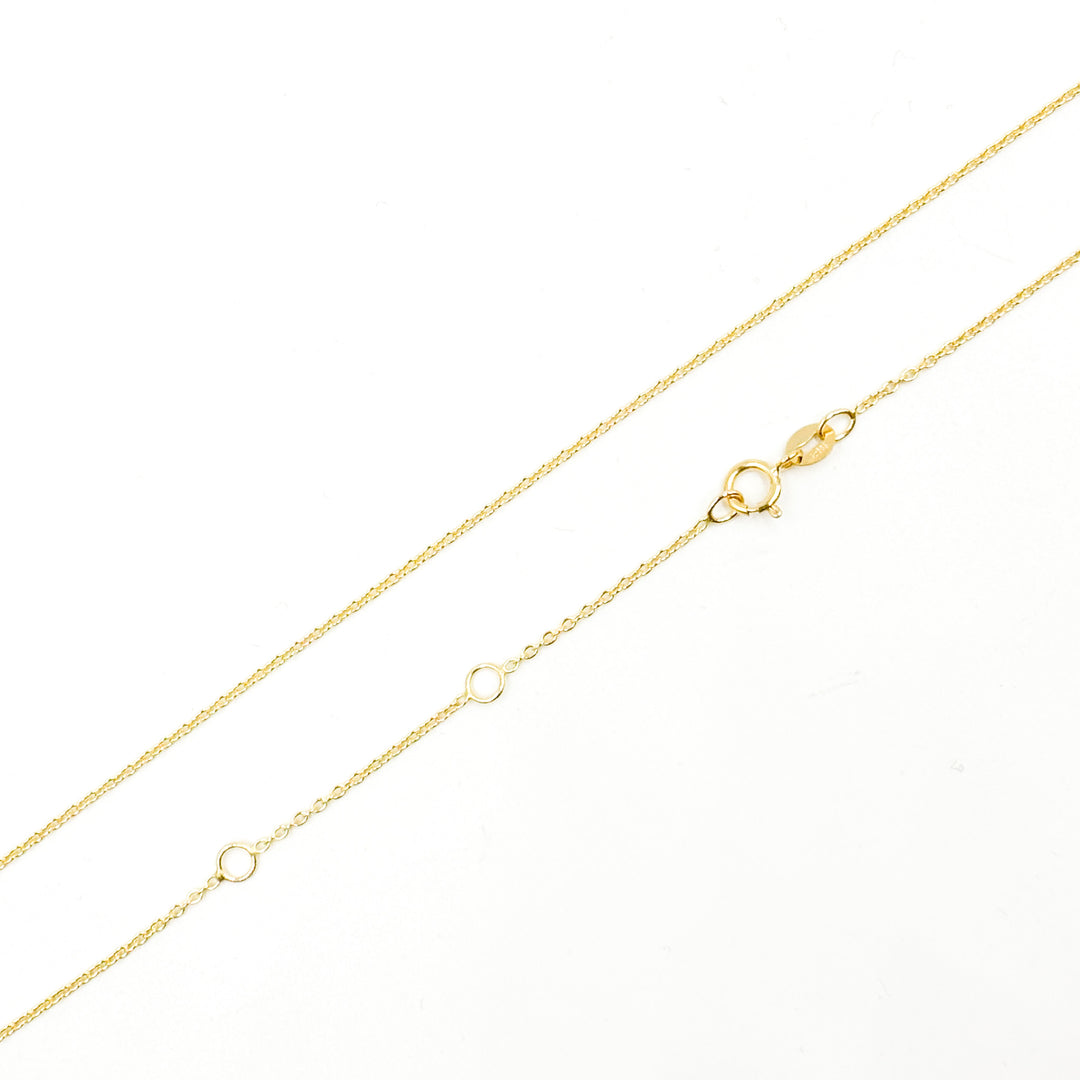 030R28LGJ080. 14K Solid Yellow Gold Cable 16 Inch Chain with Extender