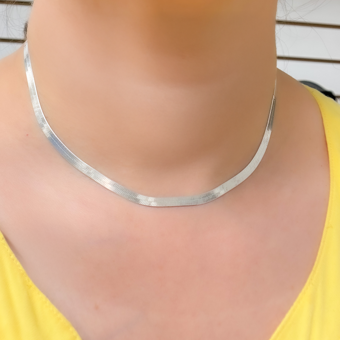 Sterling Silver Herringbone Necklace