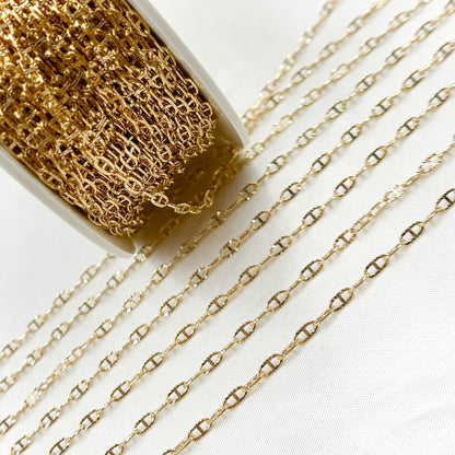 14K Gold Filled Diamond Cut Marina Link Chain