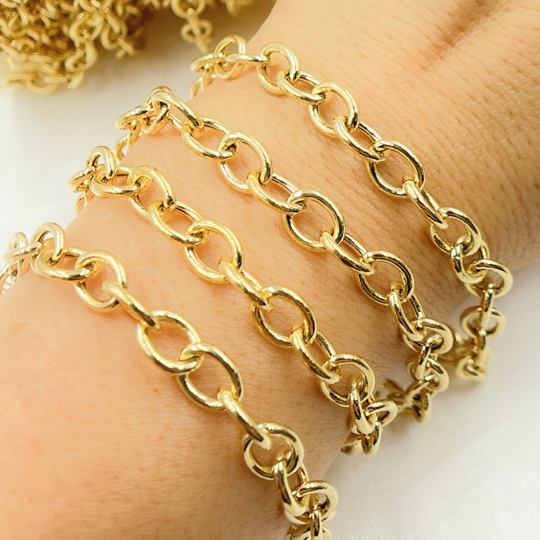 Y63GP. Gold Plated 925 Sterling Silver Smooth Oval Link Chain