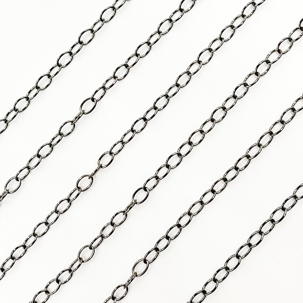 Sterling Silver Black Rhodium Smooth Cable Chain