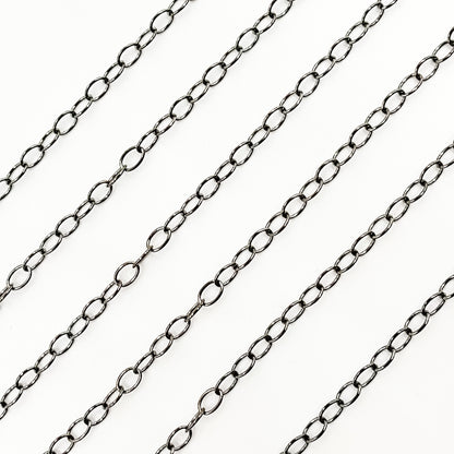 Sterling Silver Black Rhodium Smooth Cable Chain