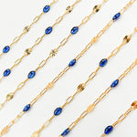 Load image into Gallery viewer, V295BLGF. 14K Gold Filled Blue Color Enamel with Paperclip and Diamond Cut Marina Links