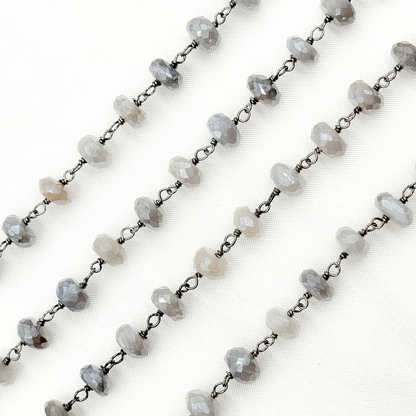 Coated Moonstone Oxidized Wire Chain.