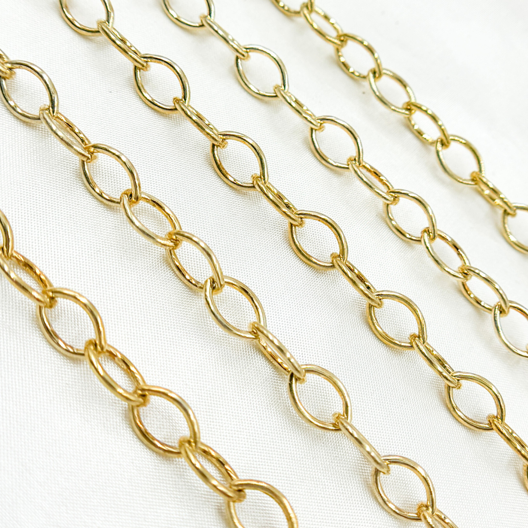 4703GP. Gold Plated 925 Sterling Silver Smooth Hollow Oval Link