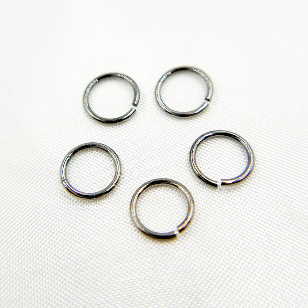 MFT080DE7BR. Black Rhodium 925 Sterling Silver Open Jump ring. 20 Gauge 7mm.