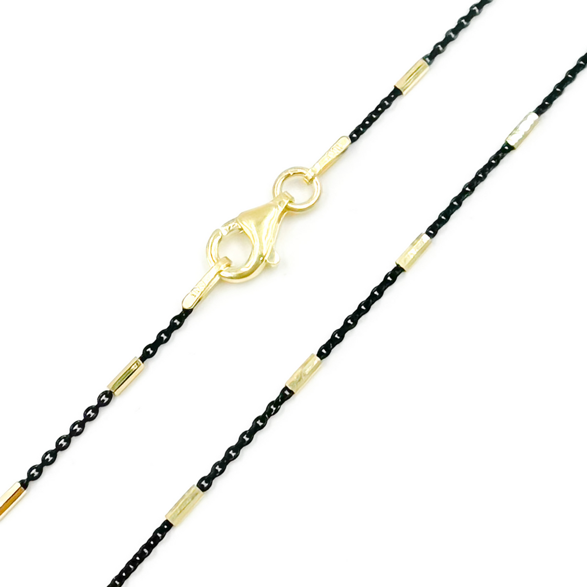 Oxidized 925 Sterling Silver Satellite Gold Plated Tube Necklace