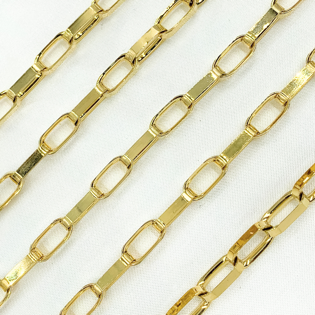 Y76GP. Gold Plated 925 Sterling Silver Flat Oval Link Chain