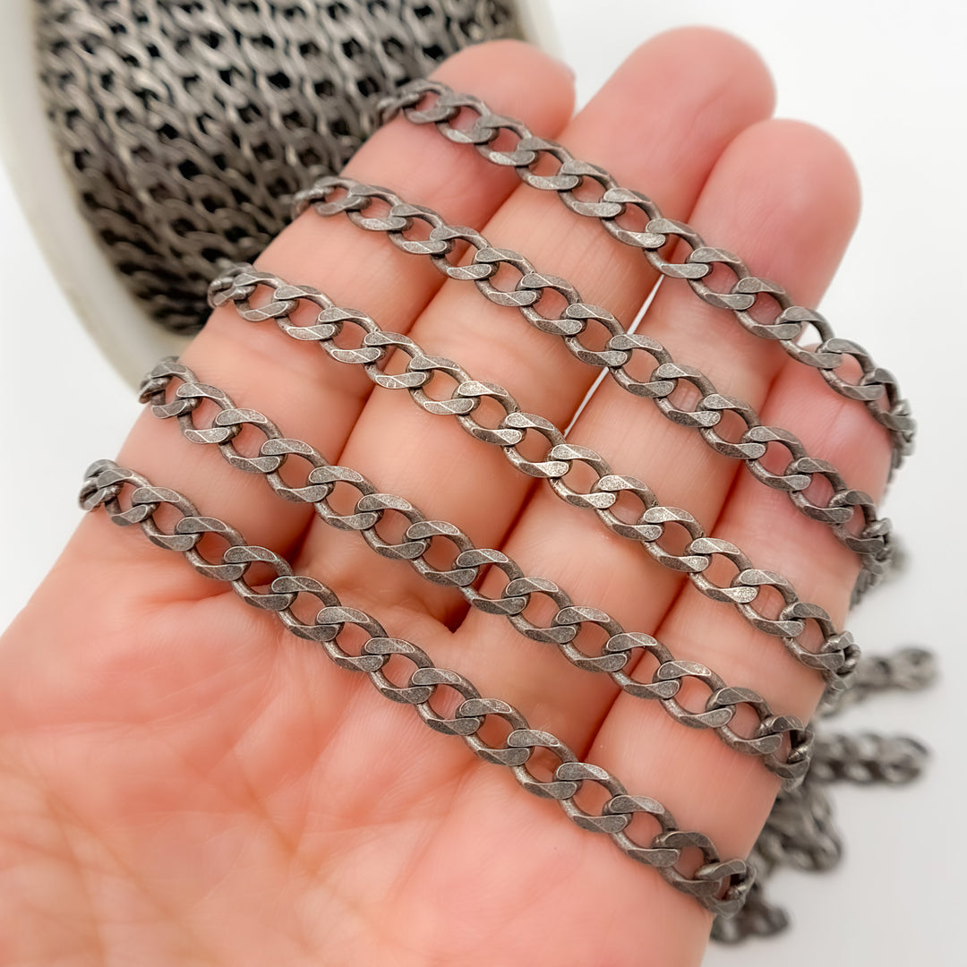 X14OX. Oxidized Sterling SilverCurb Chain