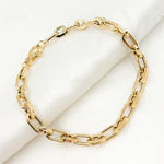 Load image into Gallery viewer, 568/870/G Bracelet. 14K Yellow Gold Hollow Smooth and Flat Paperclip Bracelet