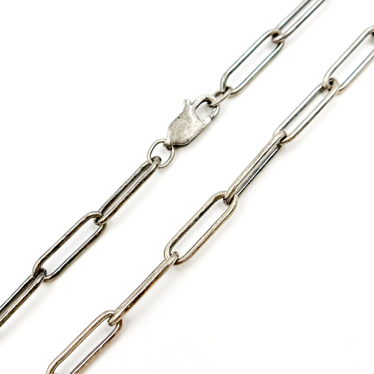 Oxidized Sterling Silver Smooth Paperclip Necklace
