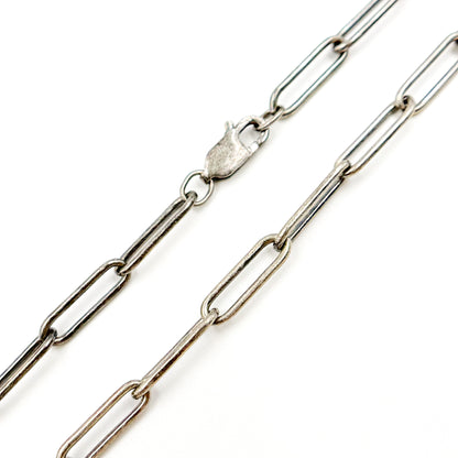 Oxidized Sterling Silver Smooth Paperclip Necklace