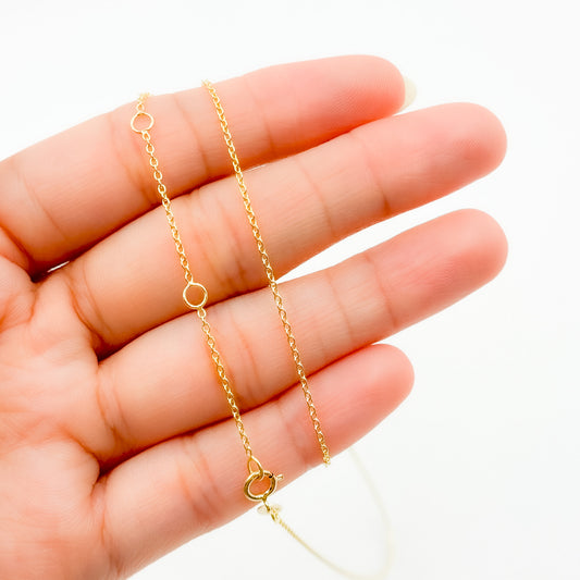 030R28LGJ080. 14K Solid Yellow Gold Cable 16 Inch Chain with Extender