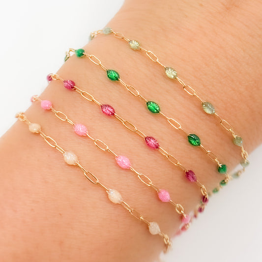 14k Gold Filled Enamel Satellite Chains