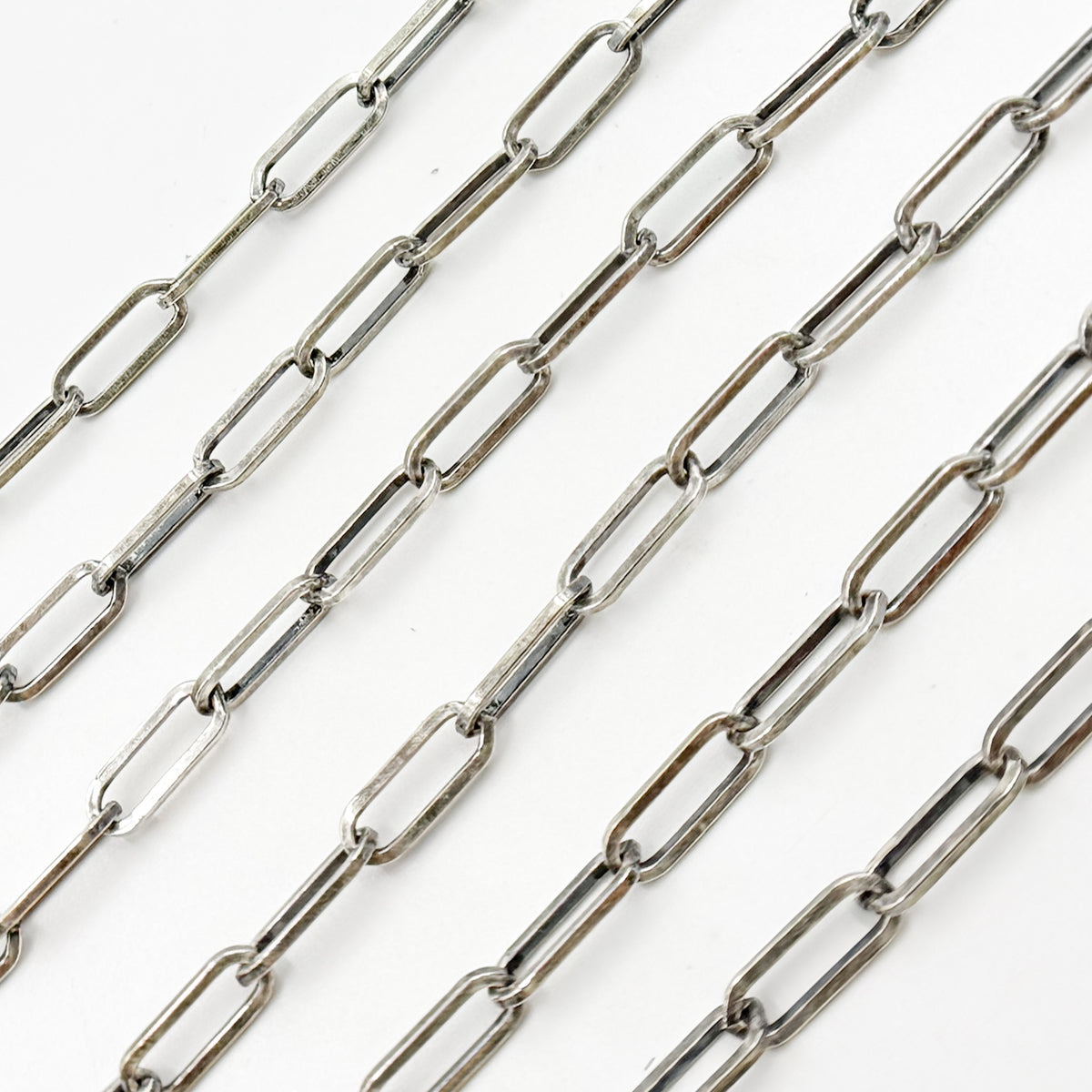 Oxidized Sterling Silver Flat Paperclip Chain