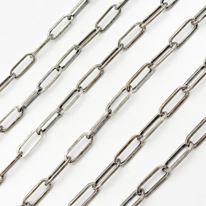 Oxidized Sterling Silver Flat Paperclip Chain