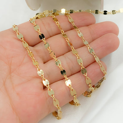 Gold Plated 925 Sterling Silver Flat Marina Link Chain.