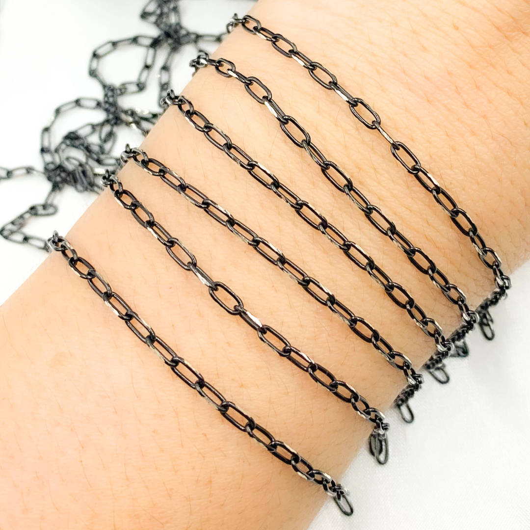 Black Rhodium Sterling Silver Cable Link Chain