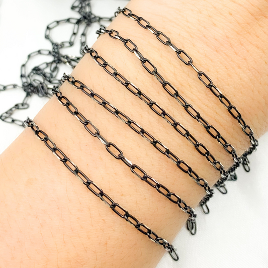 Black Rhodium Sterling Silver Cable Link Chain