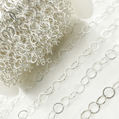 Sterling Silver Flat Round Link Chain
