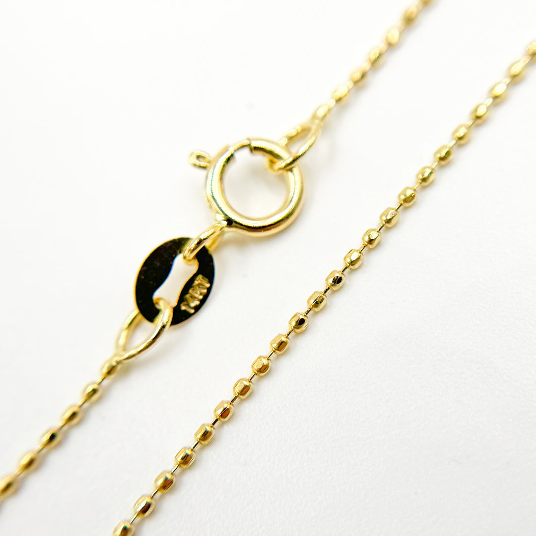 14K Solid Gold Diamond Cut Ball Chain