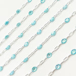 Load image into Gallery viewer, Sterling Silver Sky Blue Opal Color Enamel Cable Chain
