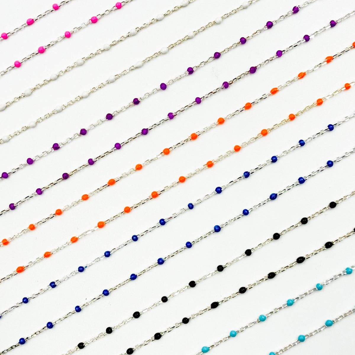 V203ENSS. Sterling Silver Enamel Chains