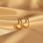 Load image into Gallery viewer, GER56. 14K Solid Tri-Color Gold Round Hollow Hoop Earrings – Classic Hoops