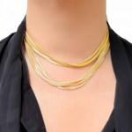 Load image into Gallery viewer, Sterling Silver and Gold Plated Flat Wheat Necklace
