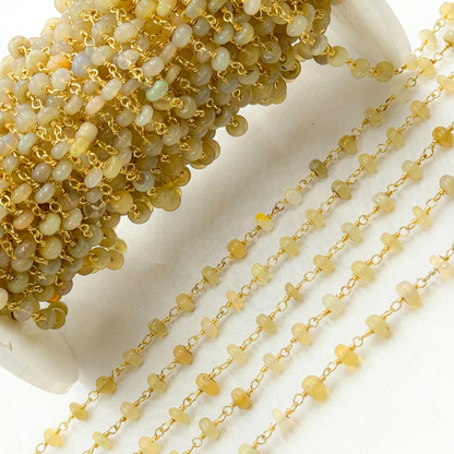 Ethiopian Opal Gold Plated 925 Sterling Silver Wire Chain.