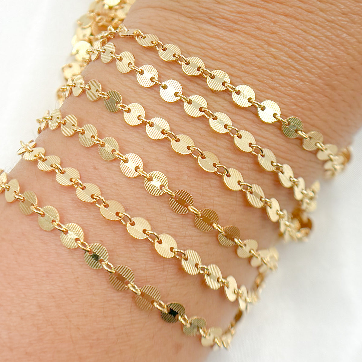 14K Gold Filled Textured Disc Chain