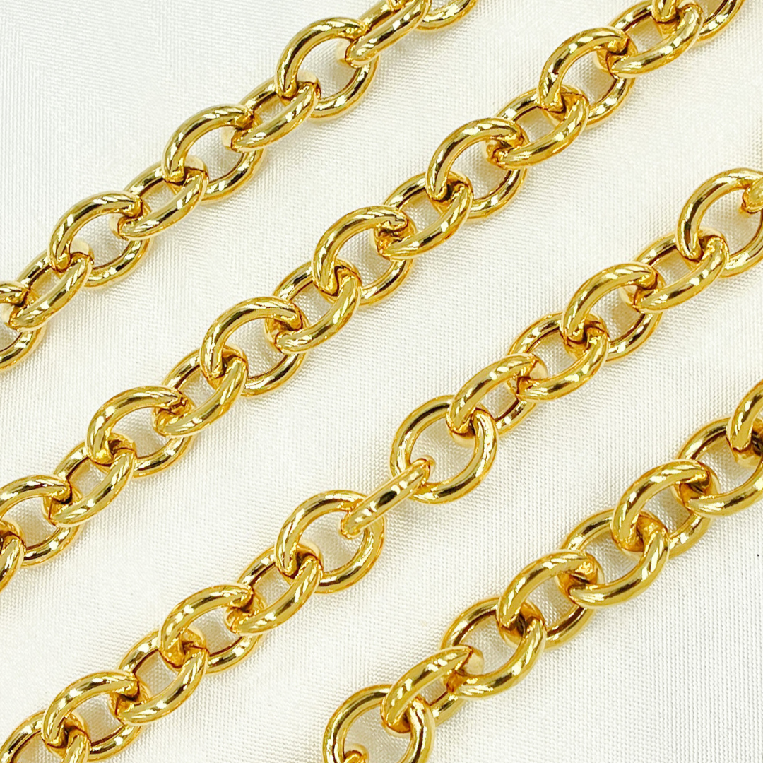 Gold Plated 925 Sterling Silver Hollow Smooth Oval Link Chain. Y99GP