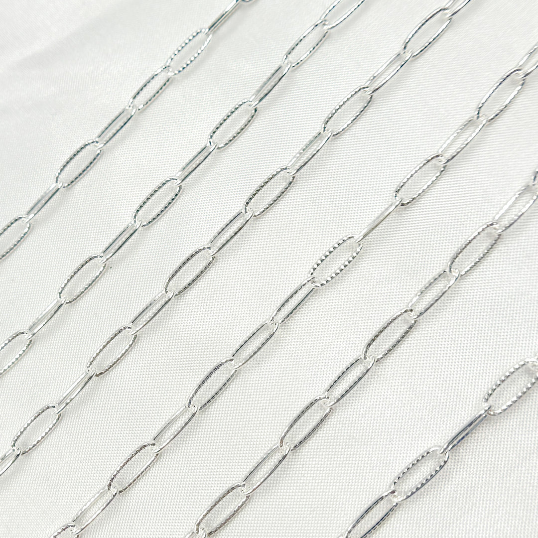 925 Sterling Silver Hammered Paperclip Chain. 2903LSS