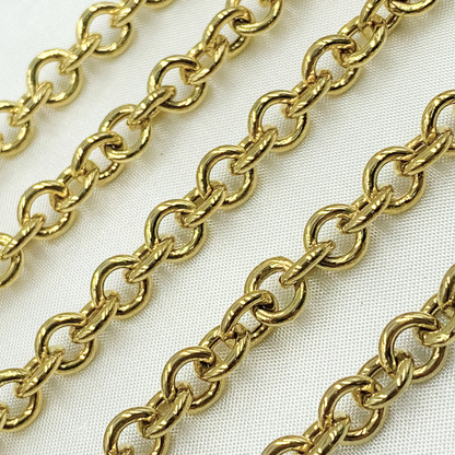 Gold Plated Sterling Silver Hollow Round Link Chain