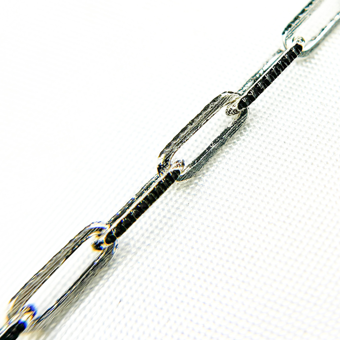 Two Tone Black Rhodium and 925 Sterling Silver Paperclip Chain