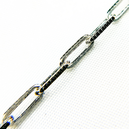 Two Tone Black Rhodium and 925 Sterling Silver Paperclip Chain
