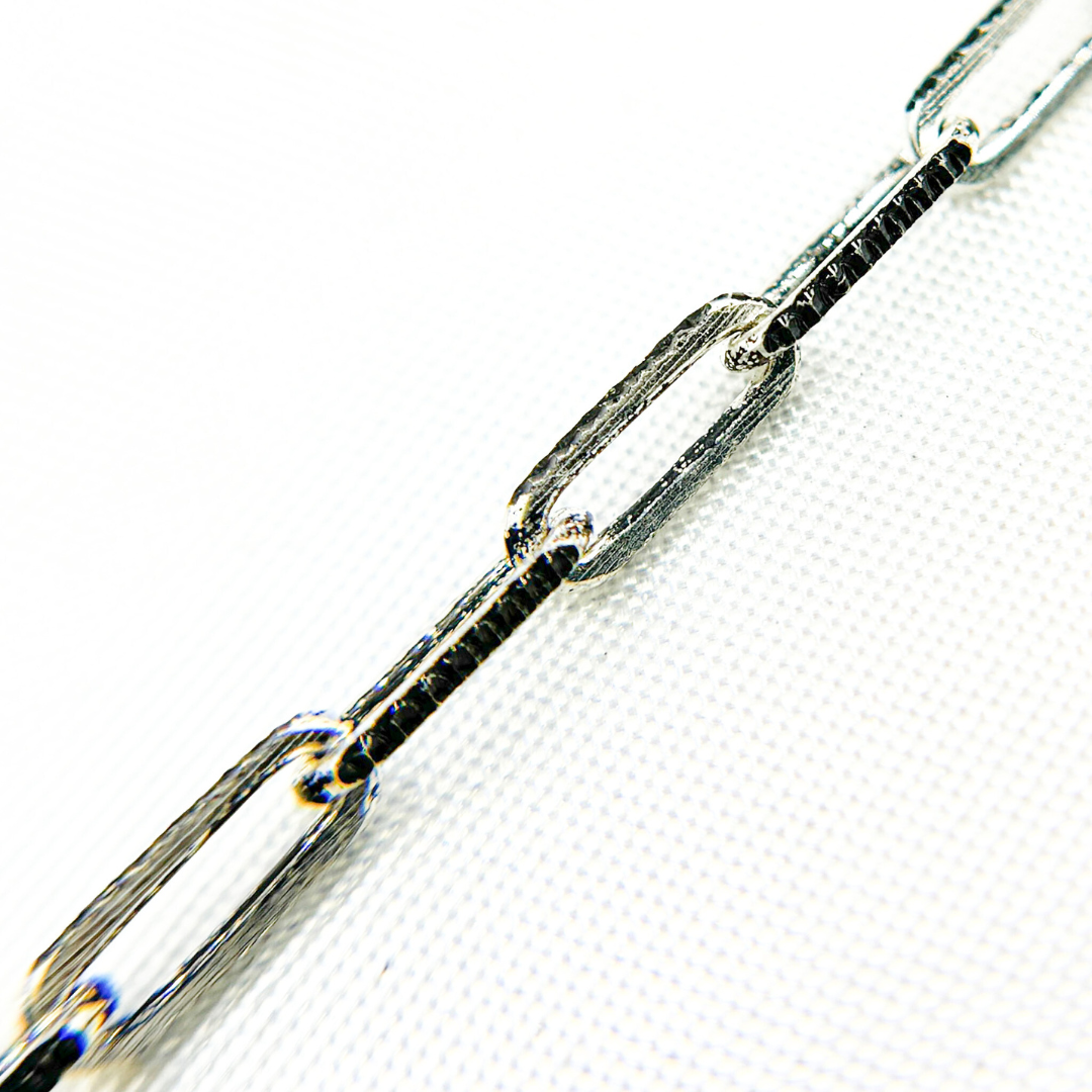 Z112SB. Two Tone Black Rhodium and 925 Sterling Silver Paperclip Chain