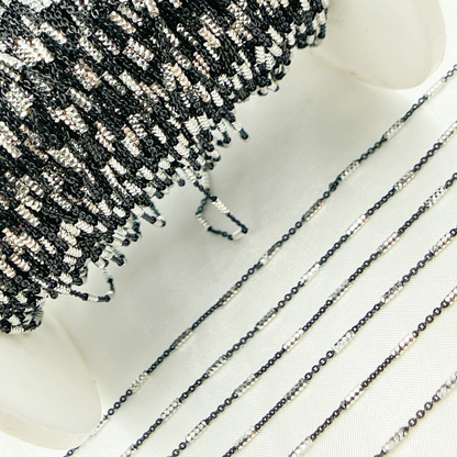 Black Rhodium Sterling Silver Satellite Diamond Cut Tube Chain